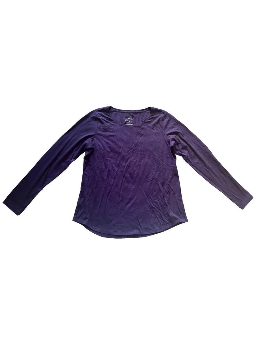 NEW Sonoma Dark Purple Everyday Tee Long Sleeve Basic T-Shirt Cotton Blend L